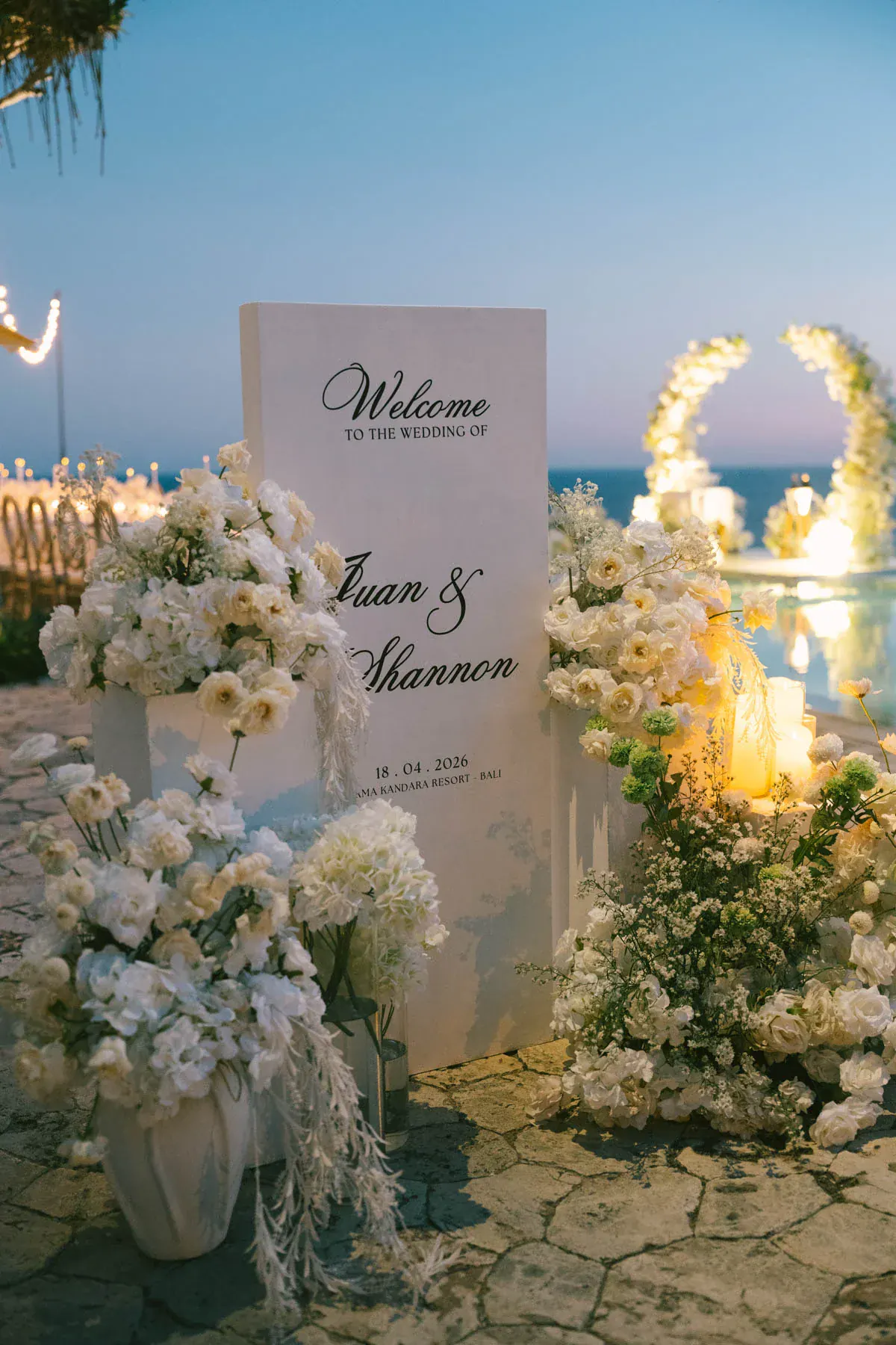 A beautifully calligraphed welcome sign at the venue entrance